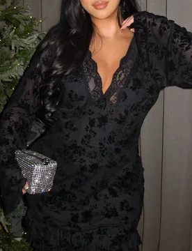 Vestido de manga larga romántico y sexy para mujer de talla grande 3XL - Shein - FashionsVida