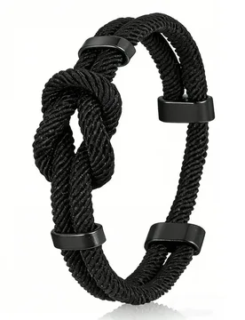 Adjustable Men Rope Men Fashion Accessory Bracelet Simple Black Rope Bracelet with Card Gift for Husband Boyfriend Son - Aliexpress - FashionsVida