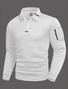 Men's casual solid-check plaid button-down long-sleeved (with zipper pockets) stylish fitted golf shirt, suitable for men to wea - Aliexpress - FashionsVida