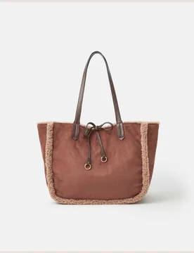 Faux Shearling Reversible Shoulder Bag Cream female - Accessorize - FashionsVida