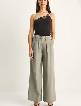 Womens -Elastane Pants - Sage Green - Size Medium - Bianco Lucci - FashionsVida