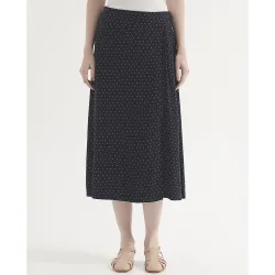 Falda midi con mini lunares y pliegues