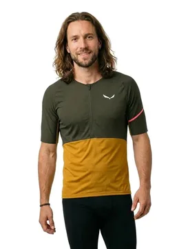 Maglia A Maniche Corte Vento Alpine Merino Dark Olive - Salewa - FashionsVida
