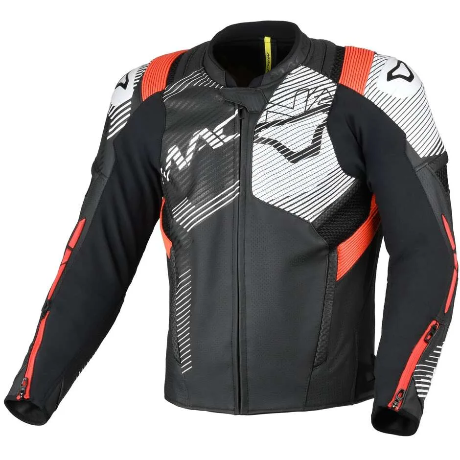 Giacca Moto Ignite Nero Rosso Bianco taglia 58 - Macna - FashionsVida