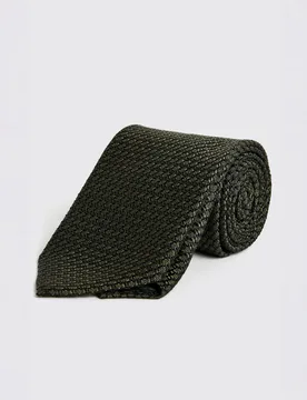 Grenadine Weave Tie with Silk Olive male - MOSS - FashionsVida