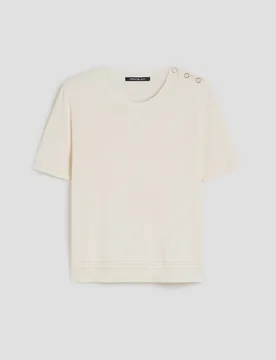 T-shirt in blend di cotone e seta donna avorio - Pennyblack - FashionsVida
