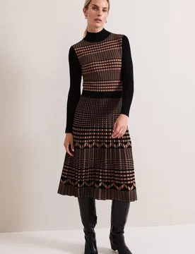Women's Bethan Jaquard Midi Dress in Light Brown Size: 12 - Light Brown - Size: 12 - Phase Eight - FashionsVida