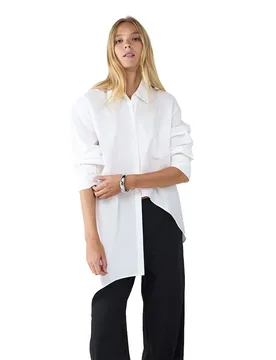 Chemise à Manches 3/4 Wrapped White / White S - Balmohk - FashionsVida