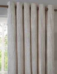 Hebden Pure Cotton Striped Eyelet Curtains Brown Mix