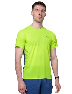Tech Race Short Sleeve T-shirt Fluogreen / Darkcobalt S Men - Ronhill - FashionsVida