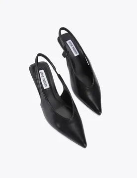 Leather Kitten Heel Slingback Shoes Black female - Steve madden - FashionsVida