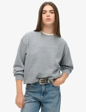 Superdry Damen Überfärbtes Essential Sweatshirt mit Logo Blau - Größe: 34 - 79.99 - FashionsVida