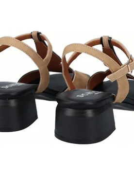 Sandalias de tacón bajo de mujer de piel combinada - D'Chicas - FashionsVida