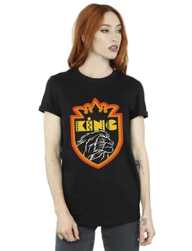 Women's The Lion King Crest Cotton Boyfriend T-Shirt in Black Size: Medium - Black - Size: M - Disney - FashionsVida