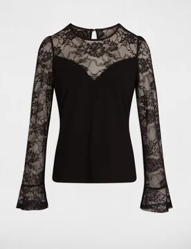 Camiseta de mujer entallada de encaje - Morgan - FashionsVida