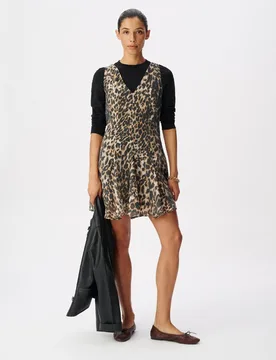 Vestido corto sin mangas con estampado de leopardo - IKKS - FashionsVida