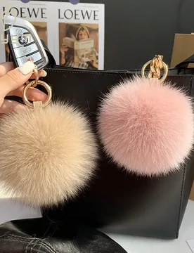 Fluffy Real Fox Fur Ball Poms Keychain For Women Luxury Pompom Keyring Accessories Bag Decoration Emo Trinket Jewelry Gifts - Aliexpress - FashionsVida