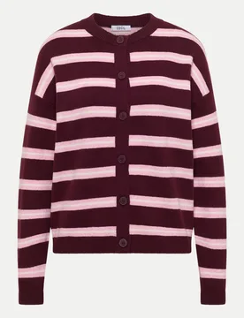 Cardigan mit Streifen 37903-red wine L - CECIL - FashionsVida