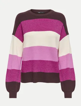 Pullover Latia 184723050-Fudge/Fuchsia Red/Whitecap G Mel/Fu XS - Only - FashionsVida