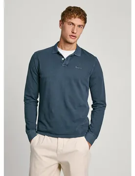 Polo A Maniche Lunghe New Oliver Dulwich Blue S - Pepe jeans - FashionsVida