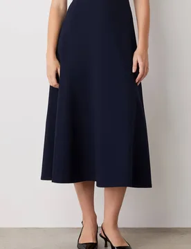 Women's Mae Ponte Jersey Midi Skirt in Dark Navy Size: 20 - Dark Navy - Size: 20 - Finery London - FashionsVida