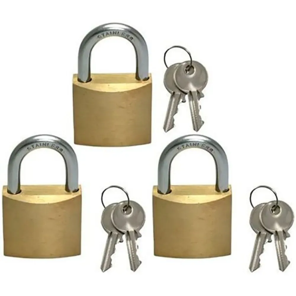 Marine Padlock 3 Units 50 mm unisex - Goldenship - FashionsVida