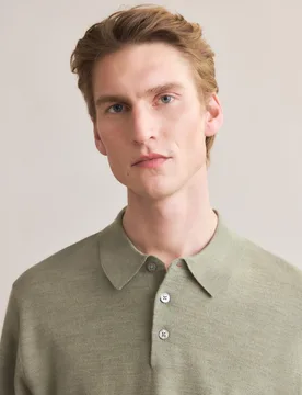 Jersey de hombre con cuello polo botones liso en lana merino - Emidio Tucci - FashionsVida