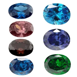 X3~10x12mm 5A Oval Cut Cubic Zirconia Stone Loose CZ Stones SeaBlue Green Coffee Rhodolite Tanzanite Color Synthetic Gems Beads