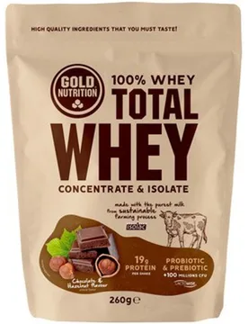 Total Whey 260g sabor Chocolate - Avellana Gold Nutrition - GoldNutrition - FashionsVida