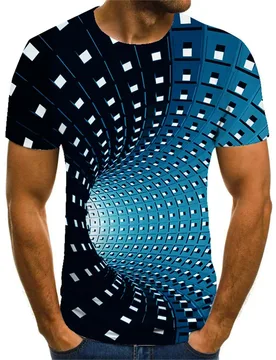 Men's T Shirt Optical Illusion Crew Neck Round Neck 3D Print Plus Size Casual Short Sleeve Clothing Apparel Vintage Streetwear - Aliexpress - FashionsVida