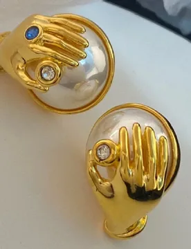 Bilincolor Palm Pearl French Metal Wind Earrings For Gift or Party - Aliexpress - FashionsVida