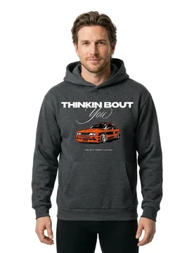 Felpa Con Cappuccio Thinking Bout You Car Print Charcoal XS - Mister TEE - FashionsVida