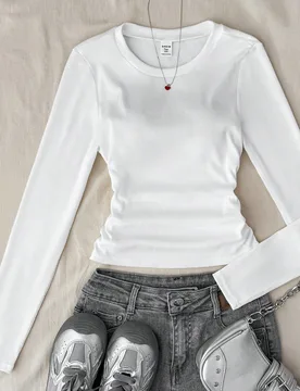 Top de tirantes de punto plisado con patrón de estrellas de color blanco sólido para adolescentes, adecuado para uso casual, invierno - Shein - FashionsVida
