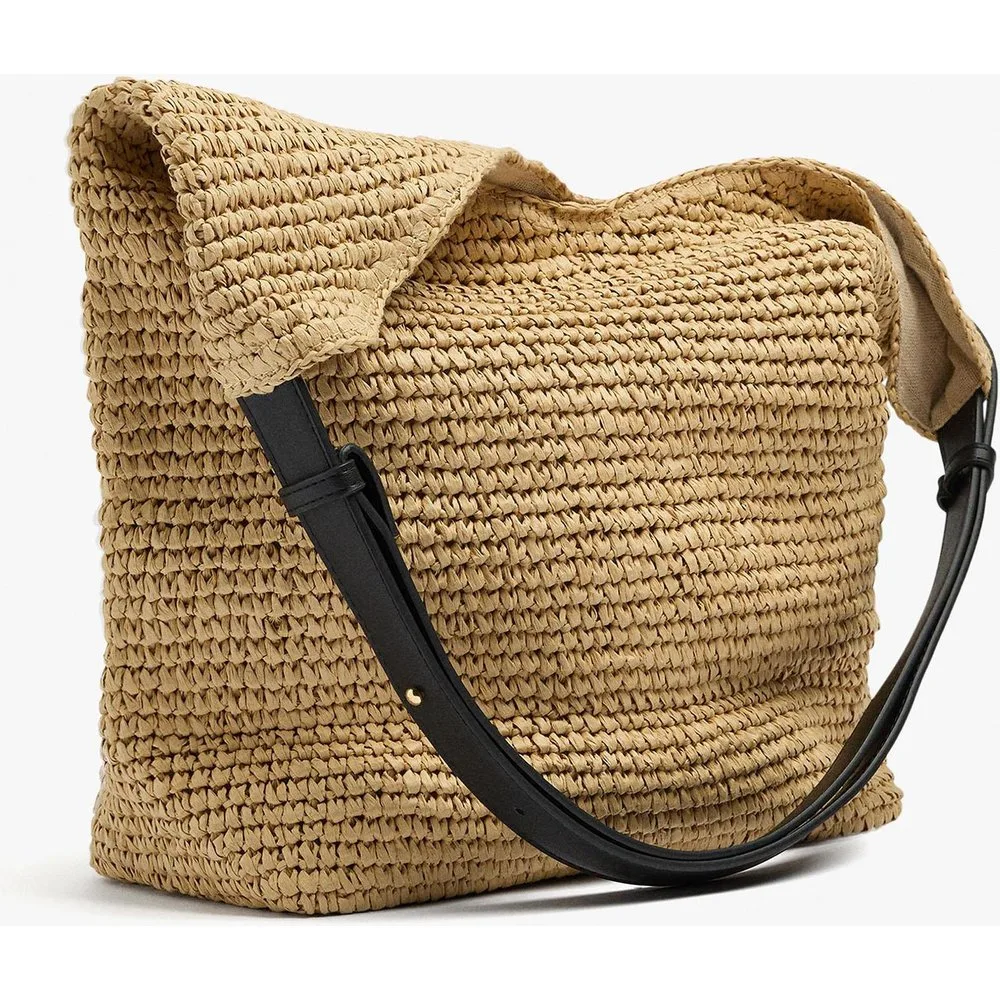 Bolso de hombro efecto rafia con cierre imantado - Parfois - FashionsVida