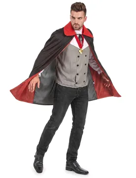 Herrenkostüm Vampir Halloween schwarz-rot-grau - KARNEVAL-MEGASTORE - FashionsVida