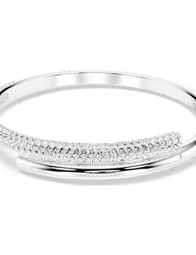 Bracciale rigido Dextera, Chiusura magnetica, Bianco, Placcato rodio S - Swarovski - FashionsVida