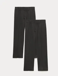 Pack Boys' Regular Leg School Trousers (2-18 Yrs) Charcoal male