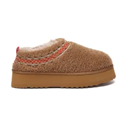 Womens Ever Au Women Lewin Plush Ankle Platform Slippers - Chestnut Fabric - Size Uk 9