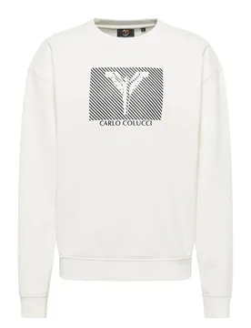 Oversize Sweatshirt - Sweatshirt-Crewneck - weiß - Herren - Size: S - Carlo colucci - FashionsVida