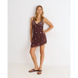 Vestido corto de tirantes con botones