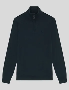 Men's Merino Wool 1/4 Zip Jumper Dark Navy - Lyle & Scott - FashionsVida
