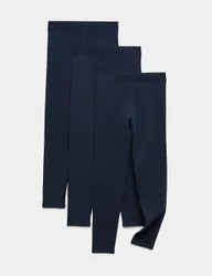 Pack Cotton Rich Plain Leggings (6-16 Yrs) Navy female