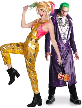 Verrücktes Birds of Prey-Pärchen Joker und Harley Halloween-Paarkostüm bunt - BCI - FashionsVida