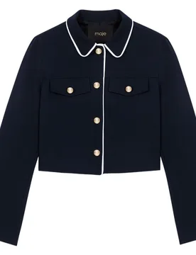 Chaqueta de mujer corta de algodón con ribete contraste - Maje - FashionsVida