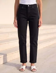 Petite Mid Rise Straight Leg Jeans Black female