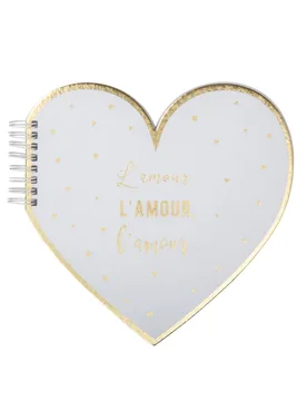 Gästebuch Herzform Liebe Gold 20 cm Weiß Hochzeit - ARTYFETES - FashionsVida