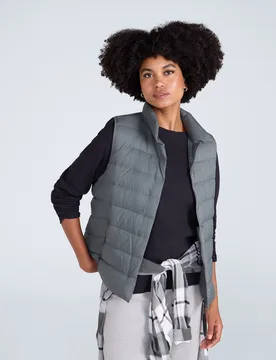 Womens Lightweight Down Gilet - Green - Green - Size: 8 - Animal - FashionsVida