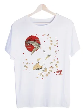 Men's Koi Fish and Cherry Blossom Graphic Tee, Short Sleeve Crew Neck T-Shirt for Casual Summer Outfits - Aliexpress - FashionsVida