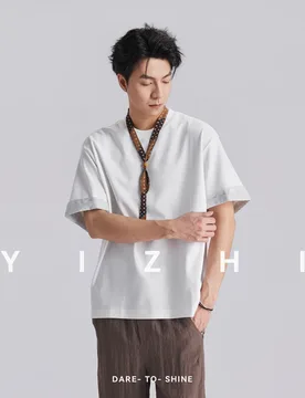 Men 240gsm Heavyweight Accordion Pleated Cuff Short Sleeve T-Shirt Summer Loose Drop Shoulder Versatile Commuter Half Sleeve Top - Aliexpress - FashionsVida
