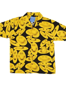 Camicia Manica Corta Uomo Smiley Afterhours Button Up Shirt Washed Black - MARKET - FashionsVida